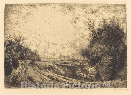 Art Print : Auguste LepÃ¨re, Route from La Houssoye, Crevecoeur-le-Grand (Route de La Houssoye, Crevecoeur), 1913 - Vintage Wall Art