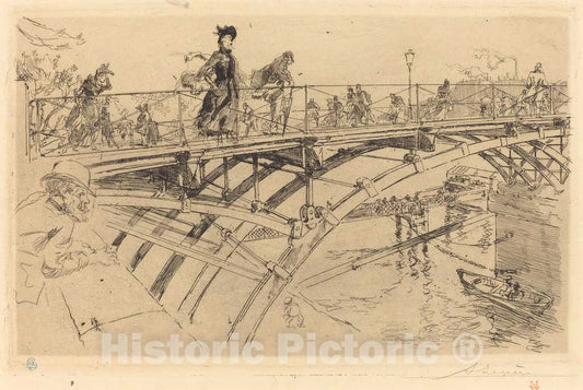 Art Print : Auguste LepÃ¨re, Bridge of Arts (Le pont des Arts), 1890 - Vintage Wall Art