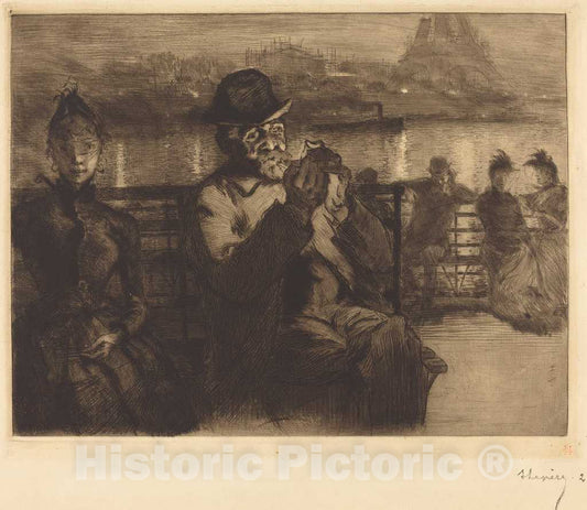 Art Print : Auguste LepÃ¨re, Sur la Seine, la nuit, 1888 - Vintage Wall Art