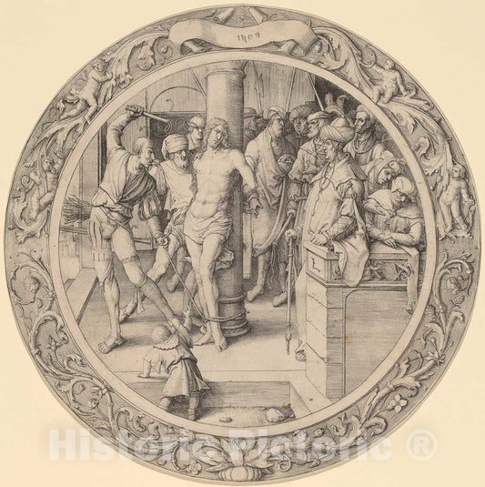 Art Print : Lucas Van Leyden, The Flagellation, 1509 - Vintage Wall Art
