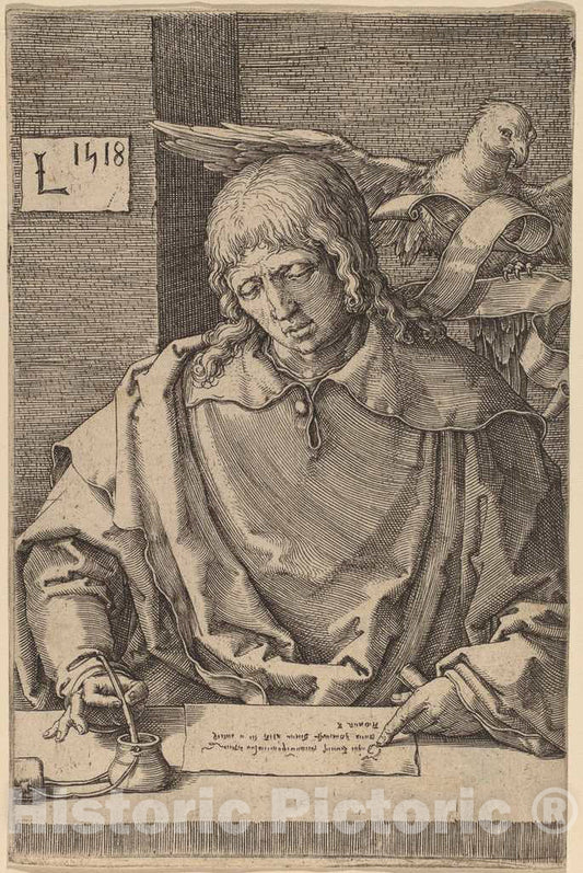 Art Print : Lucas Van Leyden, Saint John, 1518 - Vintage Wall Art