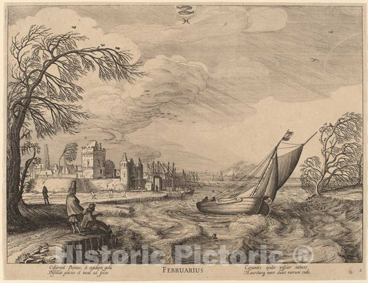 Art Print : Jan Van de Velde II, February - Vintage Wall Art