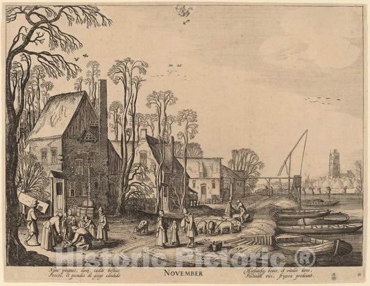 Art Print : Jan Van de Velde II, November - Vintage Wall Art