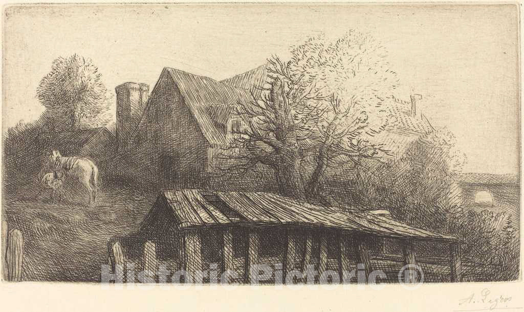 Art Print : Alphonse Legros, Old Inn (Une ancienne Auberge) - Vintage Wall Art