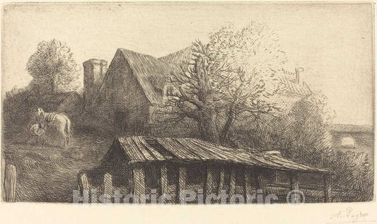 Art Print : Alphonse Legros, Old Inn (Une ancienne Auberge) - Vintage Wall Art