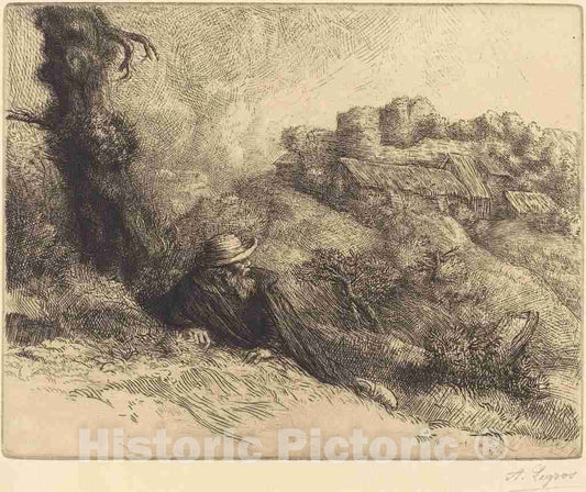 Art Print : Alphonse Legros, View of a Chateau (Chateau des Revenants) - Vintage Wall Art