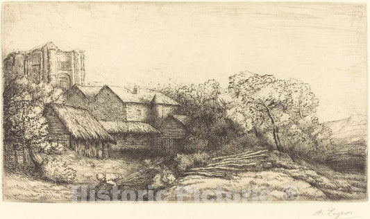 Art Print : Alphonse Legros, Farm at The Monastery (La Ferme de l'abbaye) - Vintage Wall Art