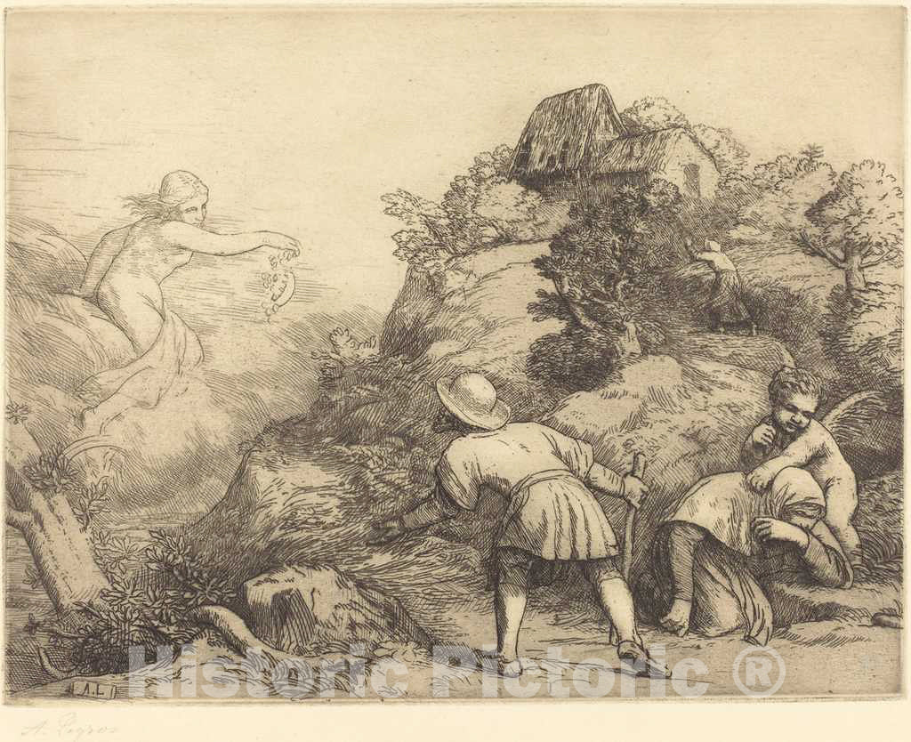 Art Print : Alphonse Legros, Allegory of The Peasant and Fortune (Le paysan et la Fortune: Sujet allegorique - Vintage Wall Art