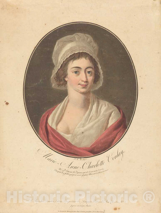 Art Print : Alix After Garnerey, Charlotte Corday - Vintage Wall Art