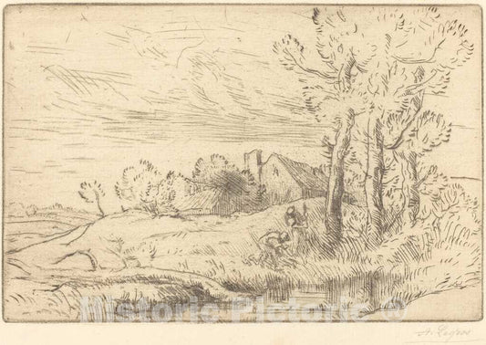 Art Print : Alphonse Legros, The House of The Well (La Maison du puits) - Vintage Wall Art