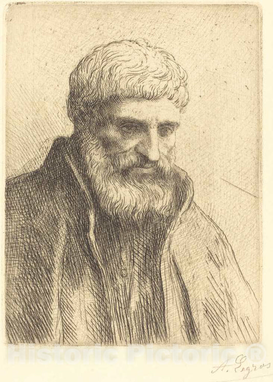 Art Print : Alphonse Legros, Study of an Old Man (Etude de vieillard) - Vintage Wall Art