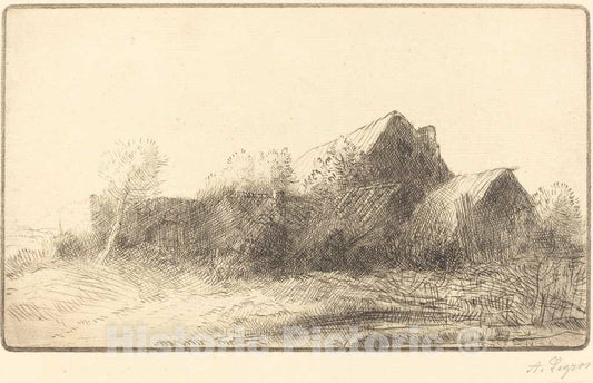 Art Print : Alphonse Legros, Farm (Une Ferme) - Vintage Wall Art