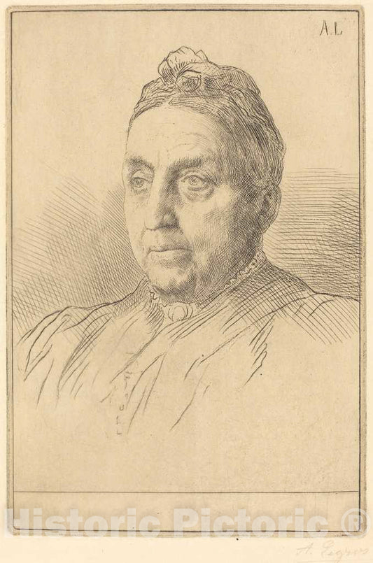 Art Print : Alphonse Legros, Mme. Kemp, 4th Plate - Vintage Wall Art