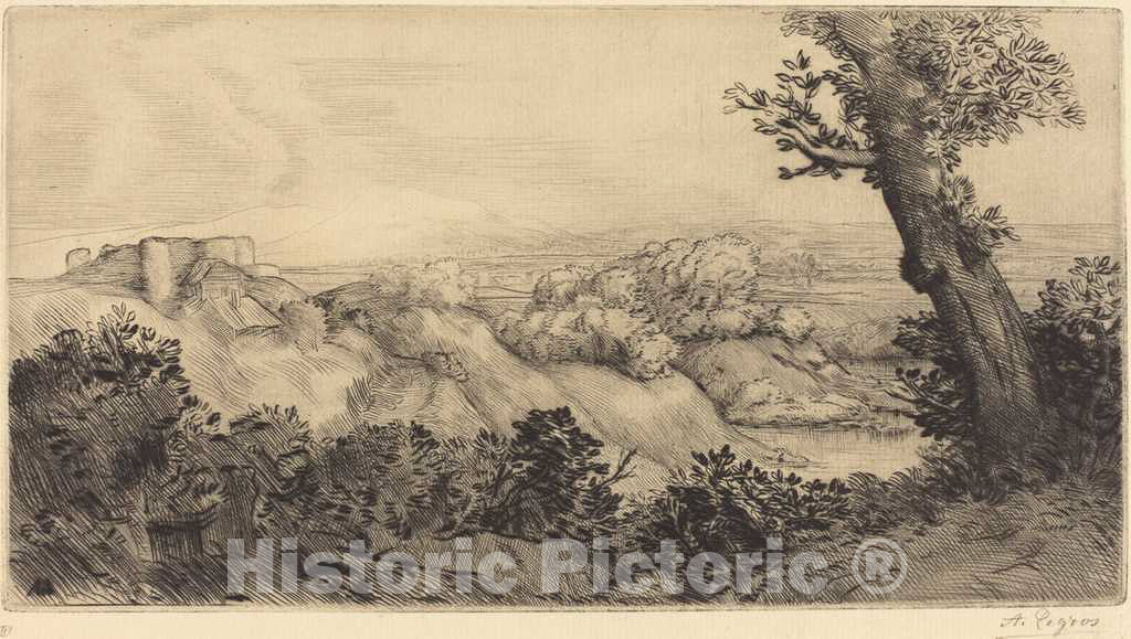 Art Print : Alphonse Legros, Top of The Hill (Le Haut de la Colline) - Vintage Wall Art