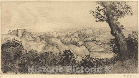Art Print : Alphonse Legros, Top of The Hill (Le Haut de la Colline) - Vintage Wall Art