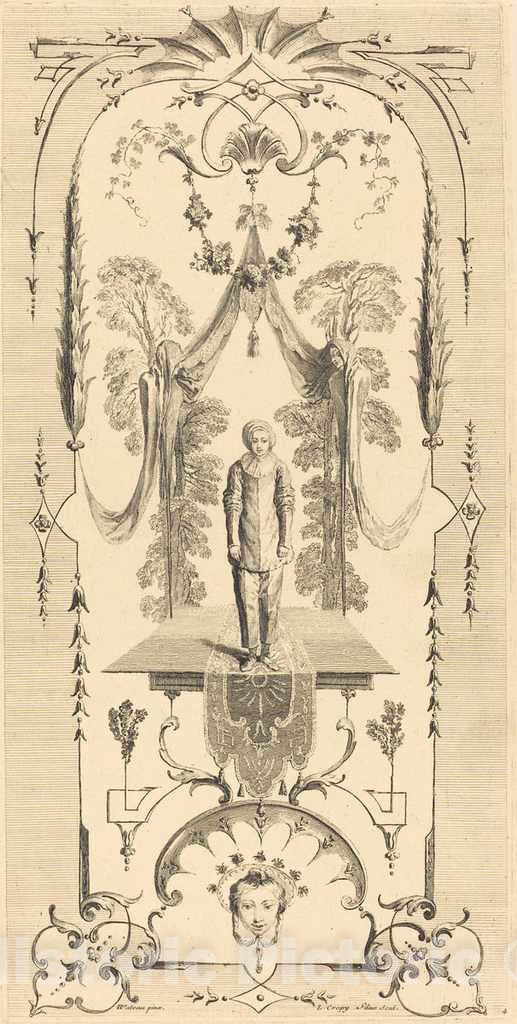 Art Print : Louis CrÃ©py After Watteau, Gilles - Vintage Wall Art