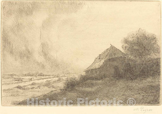 Art Print : Alphonse Legros, Hovel on a Hillside (Masure sur la Colline) - Vintage Wall Art
