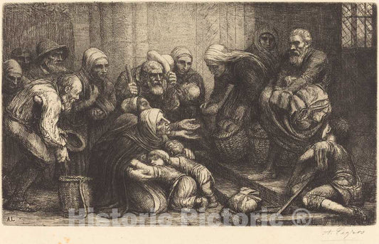 Art Print : Alphonse Legros, Beggars of Brussels (Les mendiants de Bruges) - Vintage Wall Art