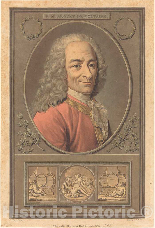 Art Print : Alix After Garnerey, F.M. Arouet de Voltaire - Vintage Wall Art
