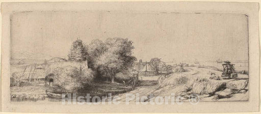 Art Print : Rembrandt, Landscape with a Milkman, c. 1650 - Vintage Wall Art