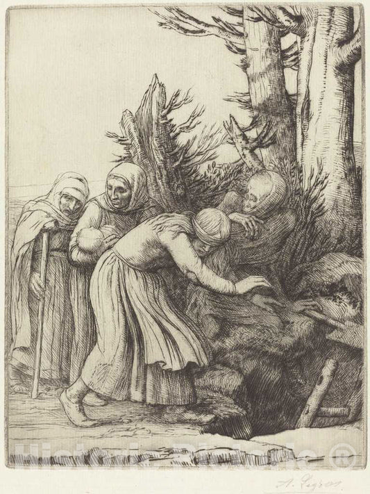 Art Print : Alphonse Legros, The Triumph of Death: Death Prepares a Dwelling for The Homeless - Vintage Wall Art