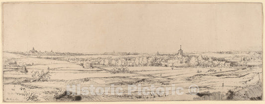 Art Print : Rembrandt, Landscape with a View Toward Haarlem (The Goldweigher's Field), 1651 - Vintage Wall Art