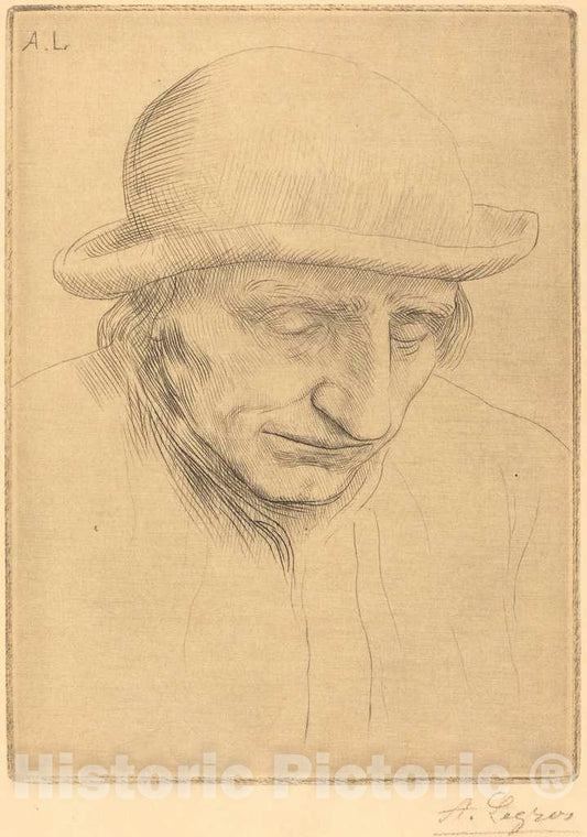 Art Print : Alphonse Legros, Peasant in a Round Hat (Paysan avec Chapeau Rond) - Vintage Wall Art