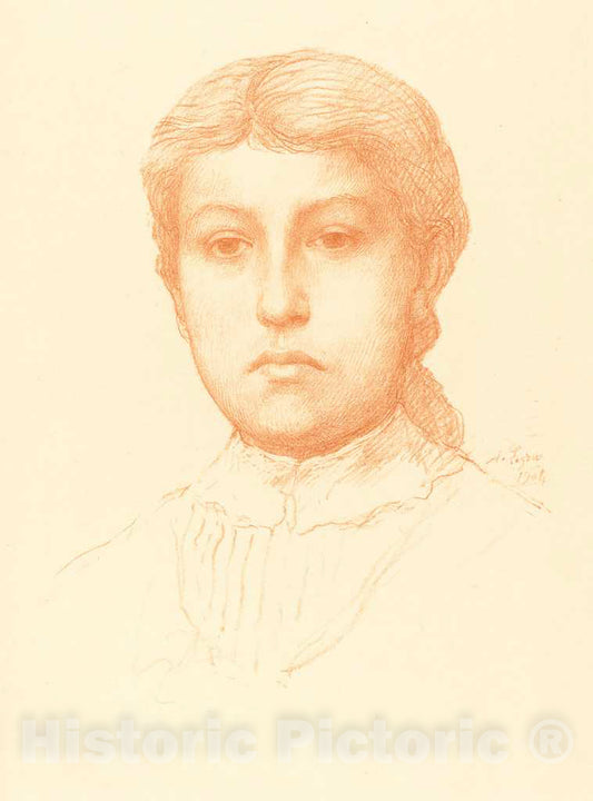 Art Print : Alphonse Legros, Head of a Young Girl (Tete de Jeune fille) - Vintage Wall Art