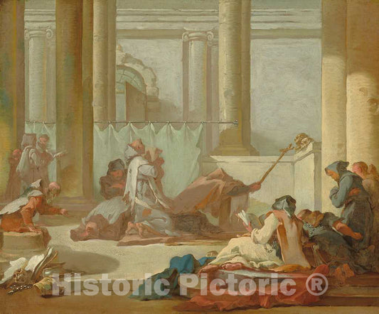 Art Print : Michel-DandrÃ©-Bardon, The Adoration of The Skulls, c.1734 - Vintage Wall Art