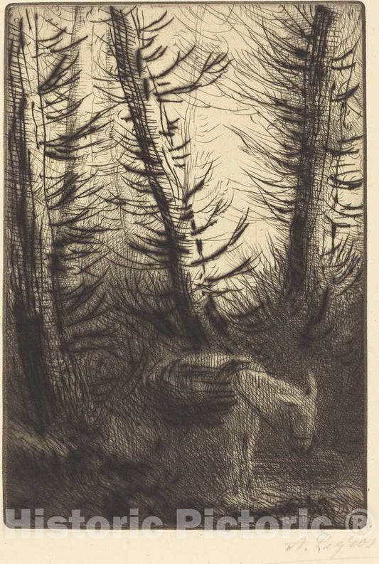 Art Print : Alphonse Legros, Farmer and His Donkey (Le fermier et Son ane) - Vintage Wall Art