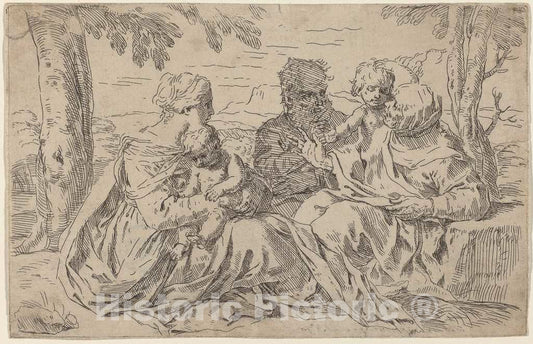 Art Print : Simone Cantarini, The Holy Family - Vintage Wall Art