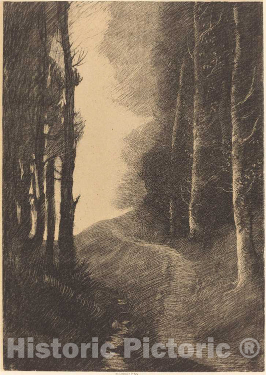 Art Print : Alphonse Legros, Landscape with Birch Trees (Le paysage aux bouleaux) - Vintage Wall Art