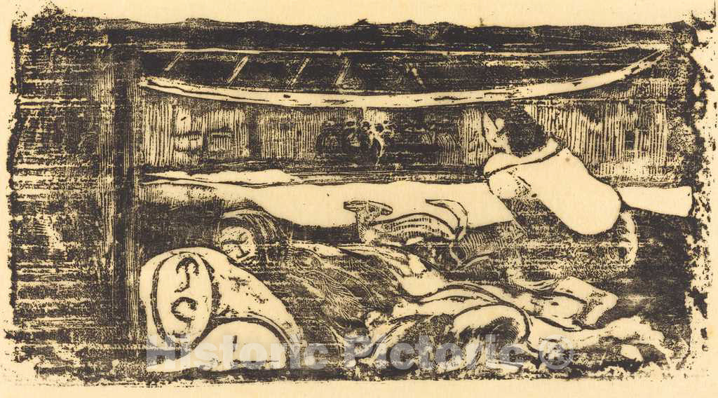 Art Print : Paul Gauguin, Interior of a Hut (Interieur de case), in or After 1895 - Vintage Wall Art
