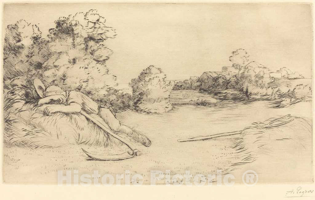 Art Print : Alphonse Legros, Siesta of a Harvester (Sieste d'un faucheur) - Vintage Wall Art