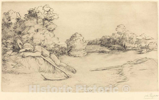 Art Print : Alphonse Legros, Siesta of a Harvester (Sieste d'un faucheur) - Vintage Wall Art