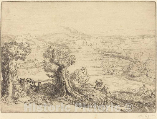 Art Print : Alphonse Legros, Remembrance of a Valley in Bourgogne (Souvenir d'une Vallee en Bourgogne) - Vintage Wall Art