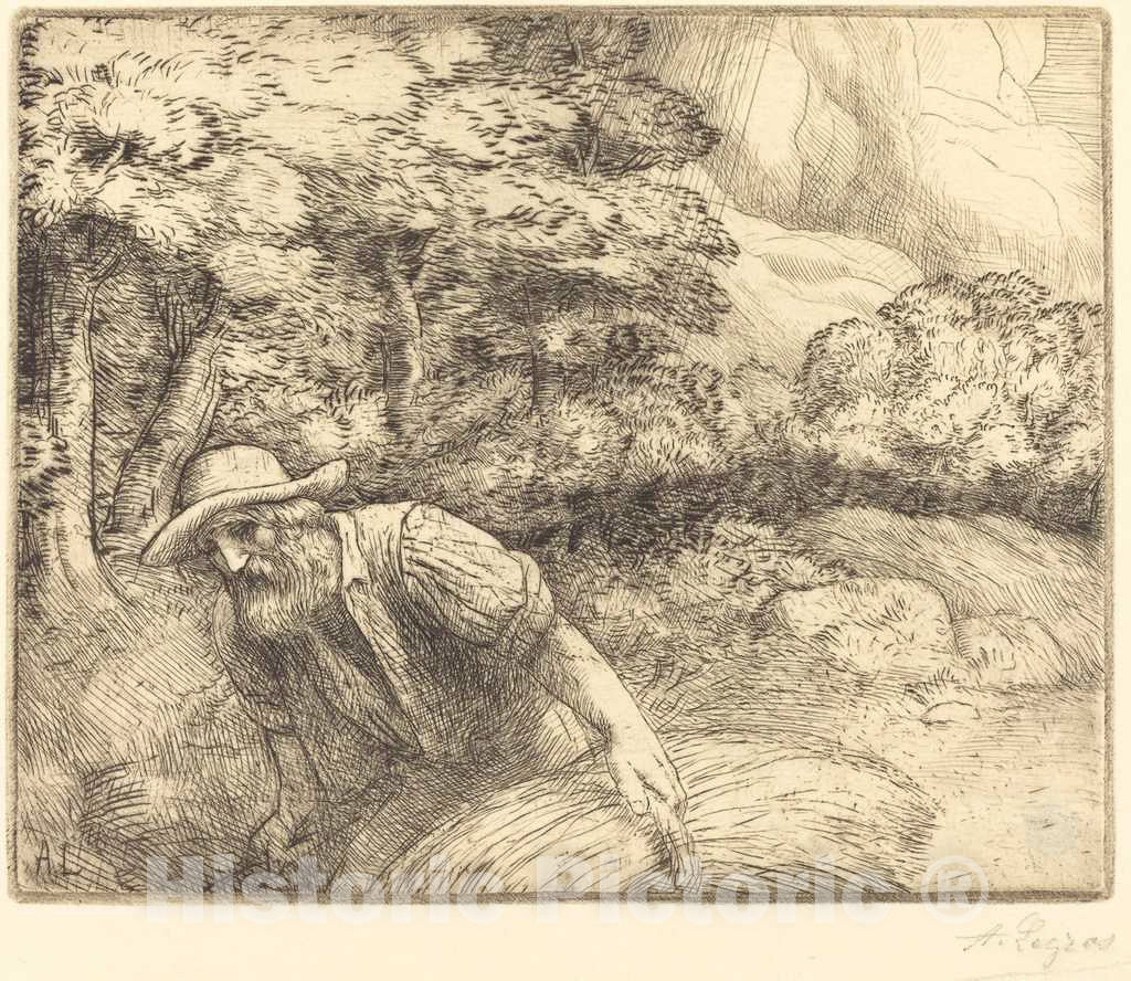 Art Print : Alphonse Legros, Man Foraging (L'Homme au fourrage) - Vintage Wall Art