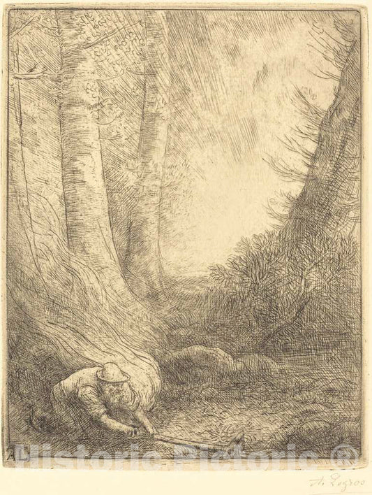 Art Print : Alphonse Legros, Burning The Grasses (Le bruleur d'herbes) - Vintage Wall Art