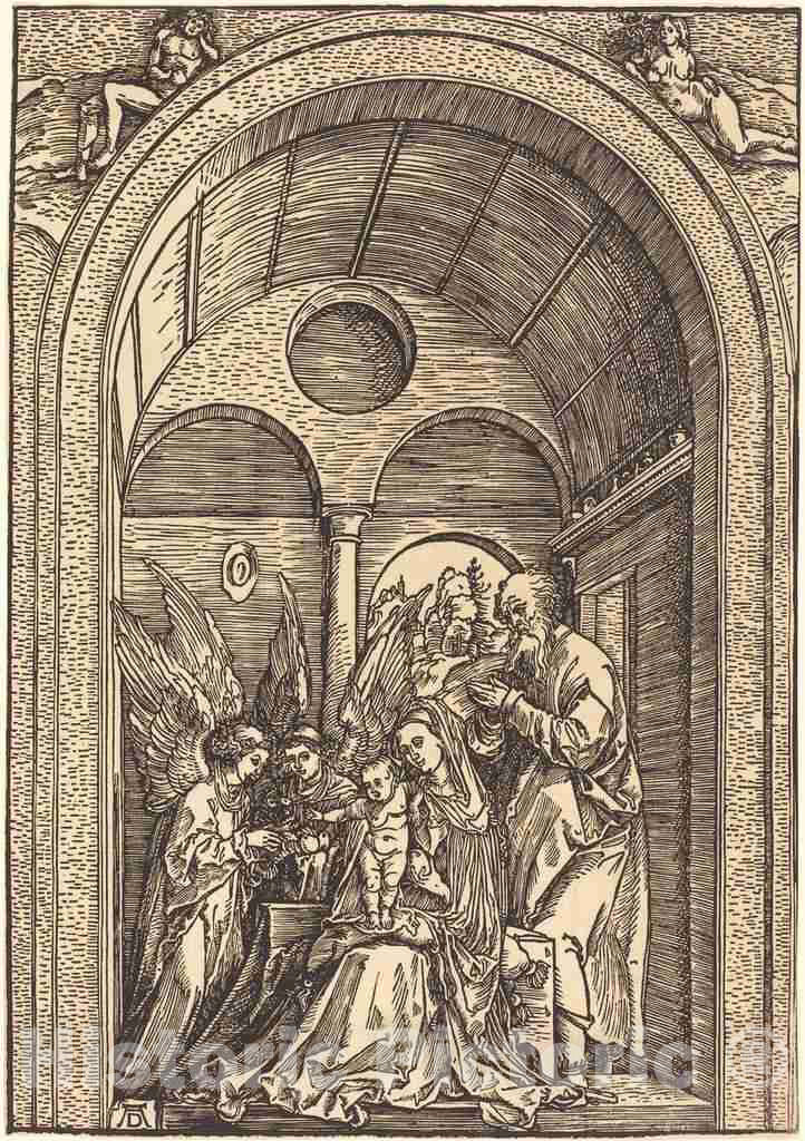 Art Print : Albrecht DÃ¼rer, The Holy Family with Two Angels in a Vaulted Hall, c. 1504 - Vintage Wall Art