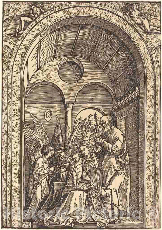 Art Print : Albrecht DÃ¼rer, The Holy Family with Two Angels in a Vaulted Hall, c. 1504 - Vintage Wall Art