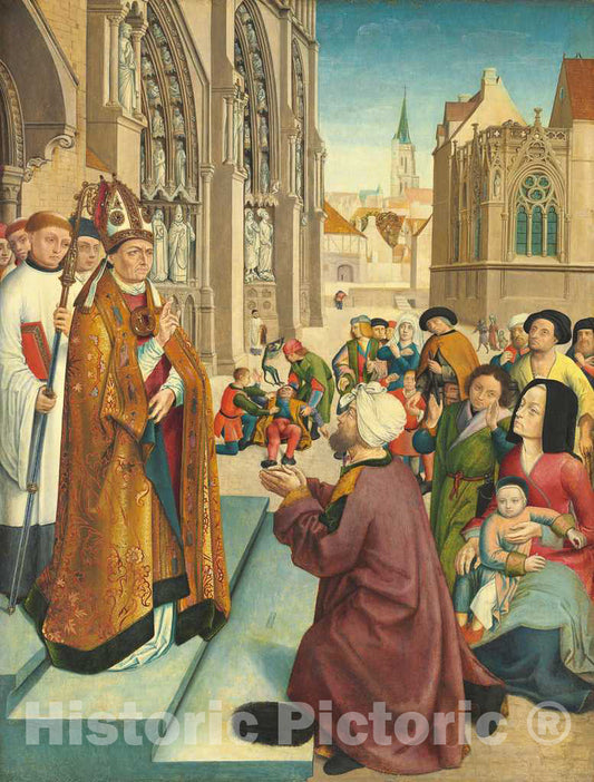 Art Print : Episodes from The Life of a Bishop Saint, c. 1500 - Vintage Wall Art