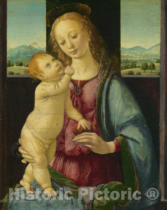 Art Print : Lorenzo di Credi, Madonna and Child with a Pomegranate, c.1478 - Vintage Wall Art