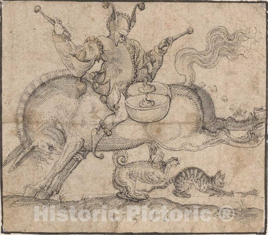 Art Print : Jost Amman, The Jester, 1586 - Vintage Wall Art