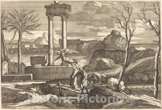 Art Print : SÃ©bastien Bourdon, The Flight into Egypt - Vintage Wall Art