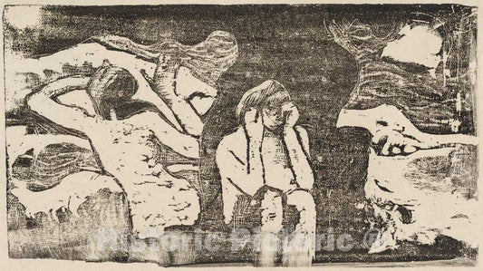 Art Print : Paul Gauguin, at The Black Rocks (Aux roches Noires), in or After 1895 - Vintage Wall Art