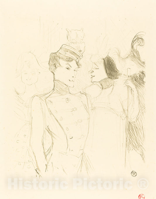 Art Print : Henri de Toulouse-Lautrec, Lender and Lavalliere (Lender et LavalliÃ¨re), 1895 - Vintage Wall Art