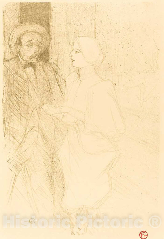 Art Print : Henri de Toulouse-Lautrec, Yahne and Mayer in L'age difficile (Yahne et Mayer Dans L'age difficile), 1895 - Vintage Wall Art