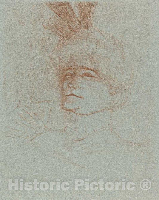 Art Print : Henri de Toulouse-Lautrec, Bust of Mlle. Marcelle Lender, Turned Three Quarters (Mlle. Marcelle Lender en Buste, de Trois quartes), 1898 - Vintage Wall Art