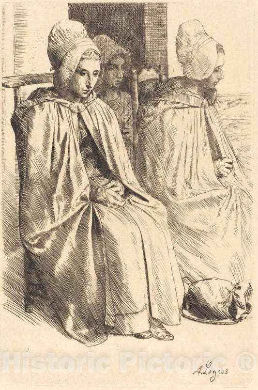 Art Print : Alphonse Legros, Peasant Women of Boulogne (Paysannes des Environs de Boulogne) - Vintage Wall Art