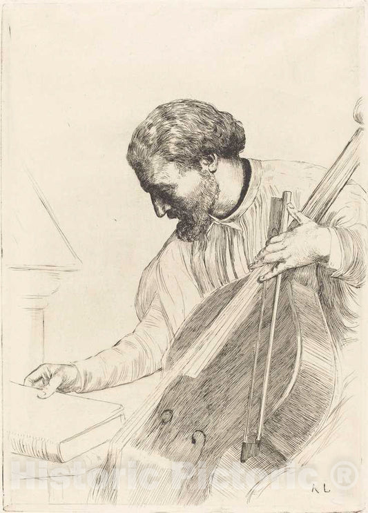 Art Print : Alphonse Legros, Contre-bass Player (Le joueur de contre-Basse) - Vintage Wall Art